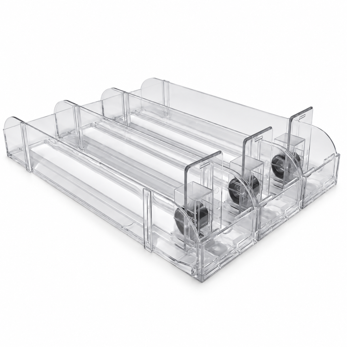 Clear Acrylic Spring-Loaded Shelf Display (3 Row Pieces)