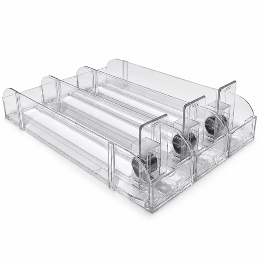 Clear Acrylic Spring-Loaded Shelf Display (3 Row Pieces)